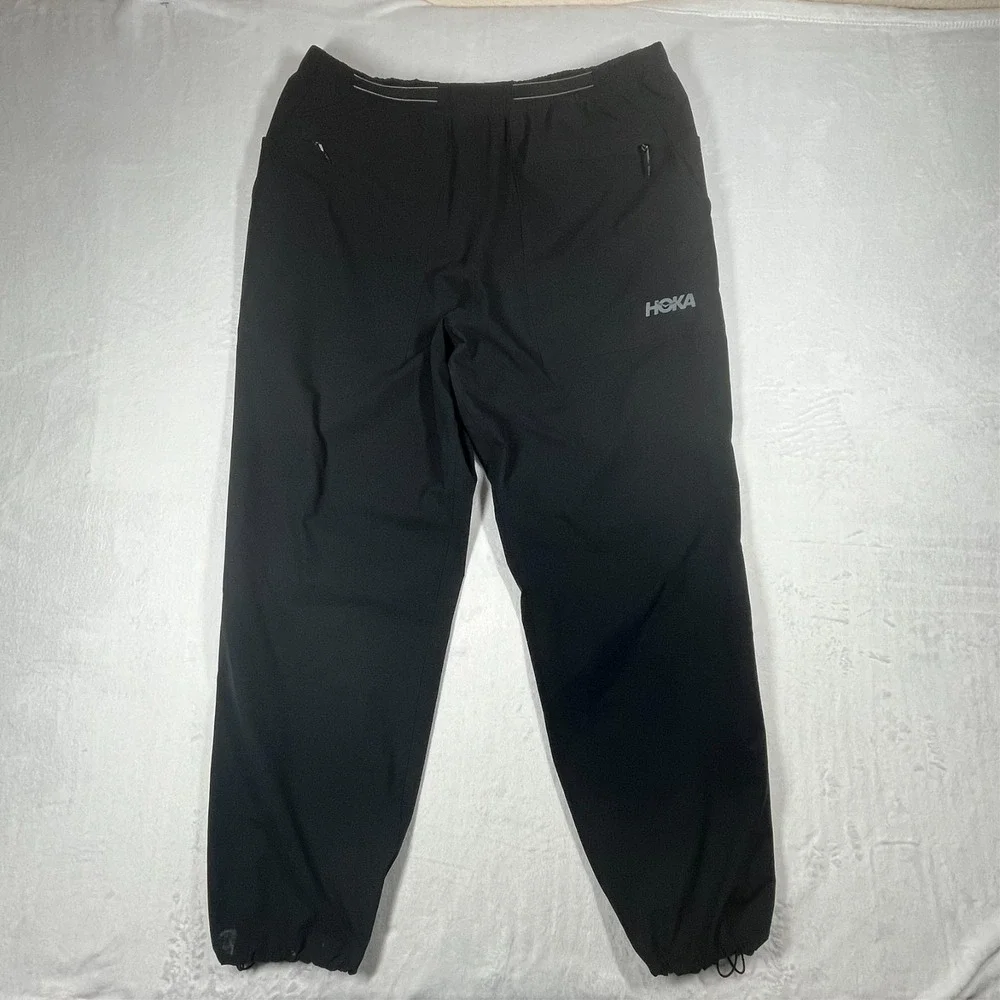 Hoka Woodland Hike Pants Mens XL Black Buckle Belt Adjustable Bungee Hem *Flaw